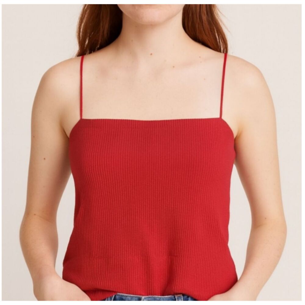 Madewell Pink Ribbed Square Neck Cami Tank Top Size Medium